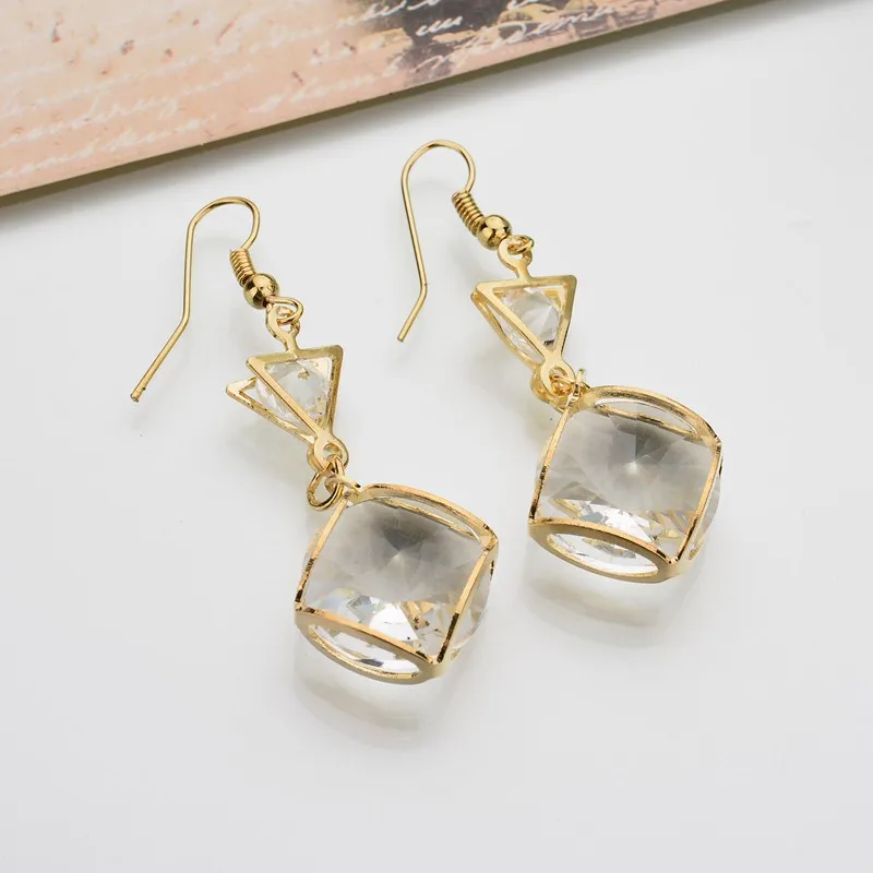 

Lagemisay Fashion Crystal Drop Earrings For Women 2020 Original Design Square Alloy Earrings Weeding Party Jewelry Wholesale