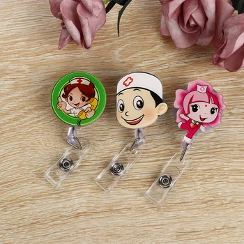 

Cute Cartoon Mini Badge Holder Retractable Badge Reel Nurse Lanyards ID Name Card Clip Student Pass Card Holder