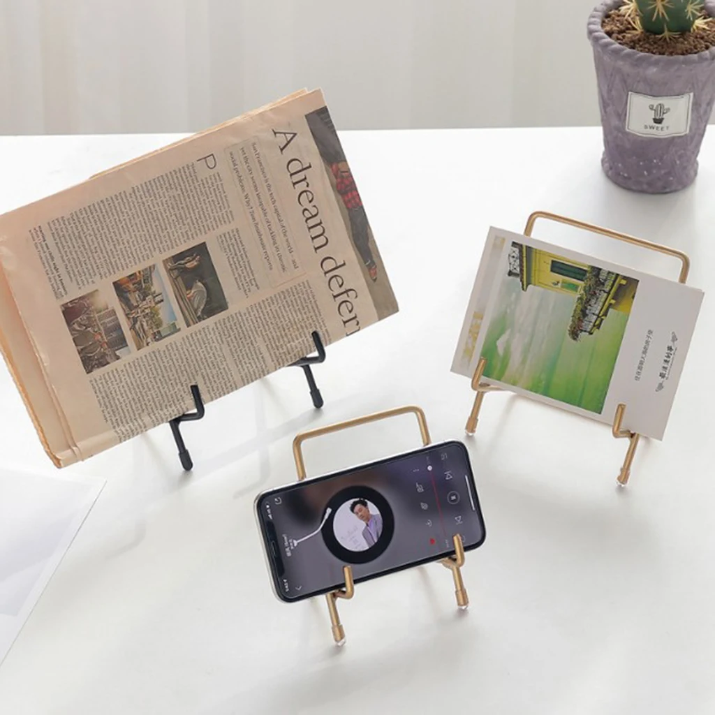 Desktop Square Iron Essel Plate Display Stand Picture Frame Holder Wrought Iron Picture Frame Holder Mini Table Easel Stand
