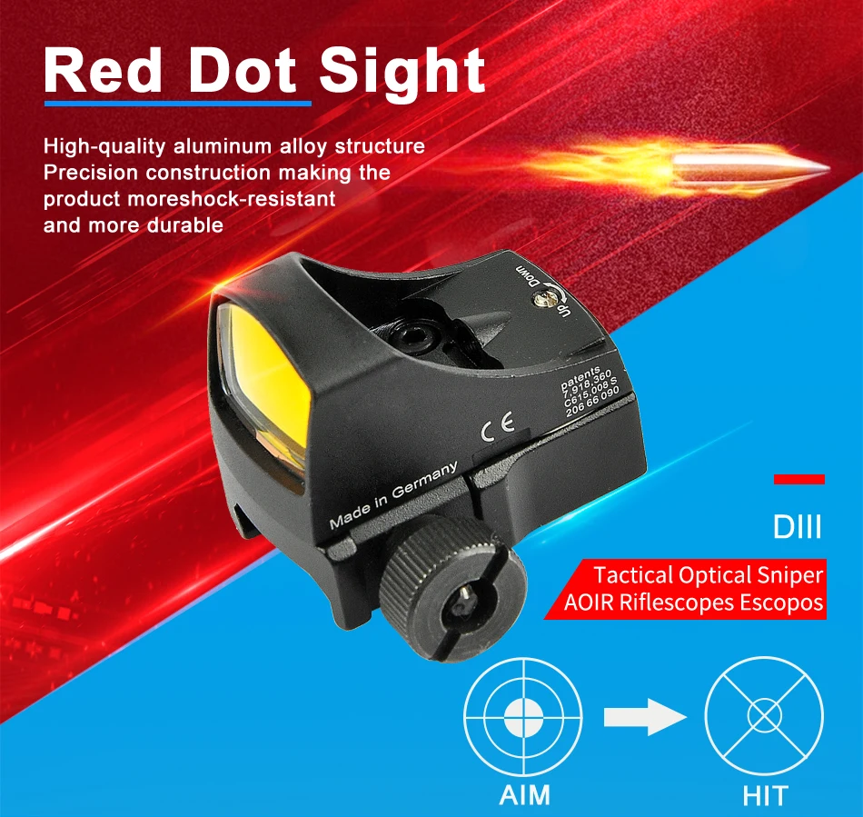 Doc Mini Red Dot прицел оптика прицел голографический прицел Авто Яркость прицел охотничьи прицелы рефлекторный прицел для страйкбола
