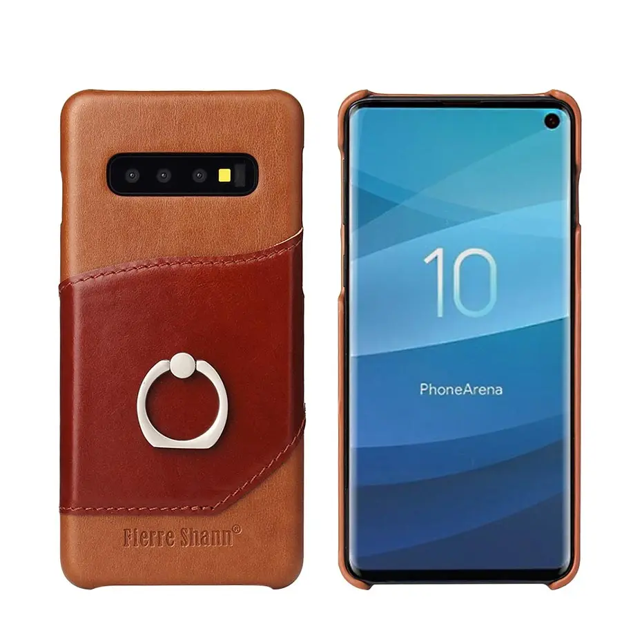 Высококачественный чехол для телефона из воловьей кожи для samsung S8 S10 Plus S10E, Модный чехол с кольцом и слотом для Note8 Note9 Note10