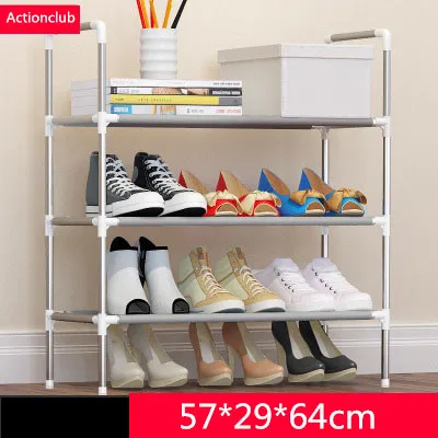 HH343000CS1 Bahmetev Simple Multi-layer DIY Assembly Metal Iron Shoe Shelf Student Dormitory Shoe Storage Rack Large Capacity Shoe Cabinet - Color: HH343000CS1