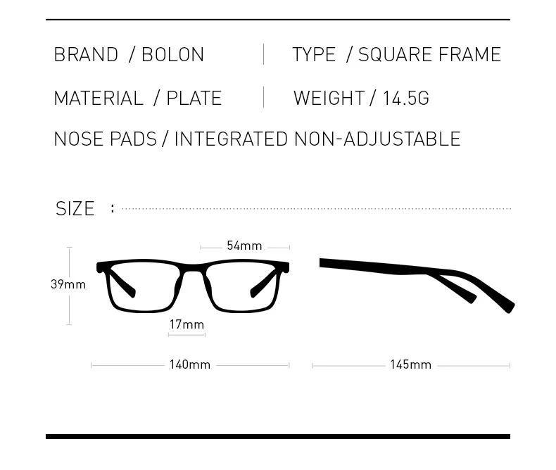 BOLON черные очки оправа для глаз для мужчин ацетат квадратные мужские очки RX-able Формальные очки оправы для очков BJ3056