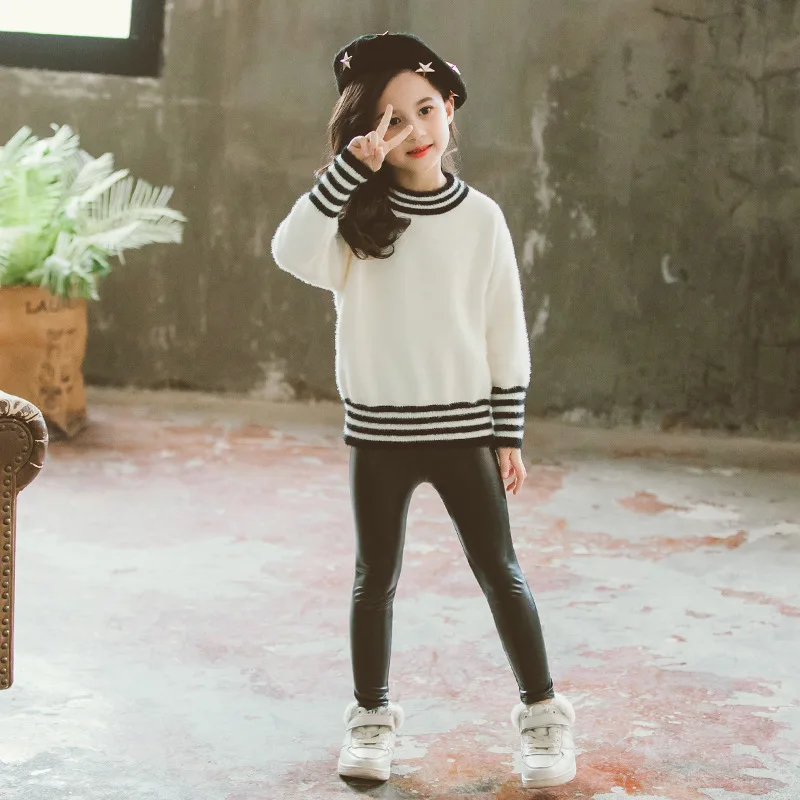 Girl'S Sweater Autumn Clothing New han ban kuan Pullover Big Boy Tops CHILDREN'S Garment Spring And Autumn Knit Low Waist J