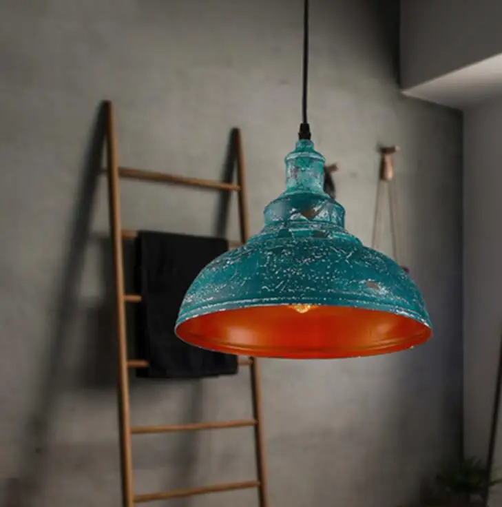 Loft retro industrial style old green pot cover decorative lamp restaurant bar iron lamp bar Internet cafe Chandelier vintage iron loft industrial spotlights adjustable pendant lamp clothing store lighting coffee house bar mall pendant lamp