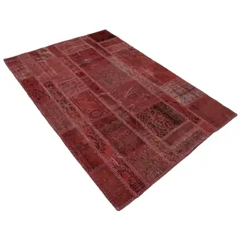 

135x190 Cm Red Handmade Patchwork Rug-4x6 Ft