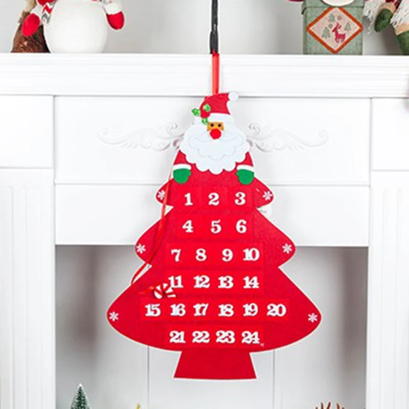 Wall Hanging Pendants Family Decoration Christmas Old Man Snow Man Deer Calendar Advent Countdown Calendar For Home Decor