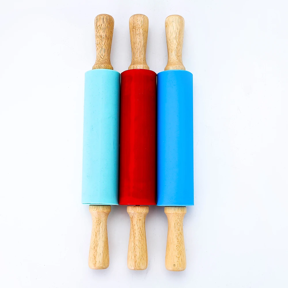 38 см антипригарная деревянная ручка, силикон скалка для теста, муки, роликовые кухонные инструменты для выпечки
