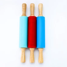 38 см антипригарная деревянная ручка, силикон скалка для теста, муки, роликовые кухонные инструменты для выпечки