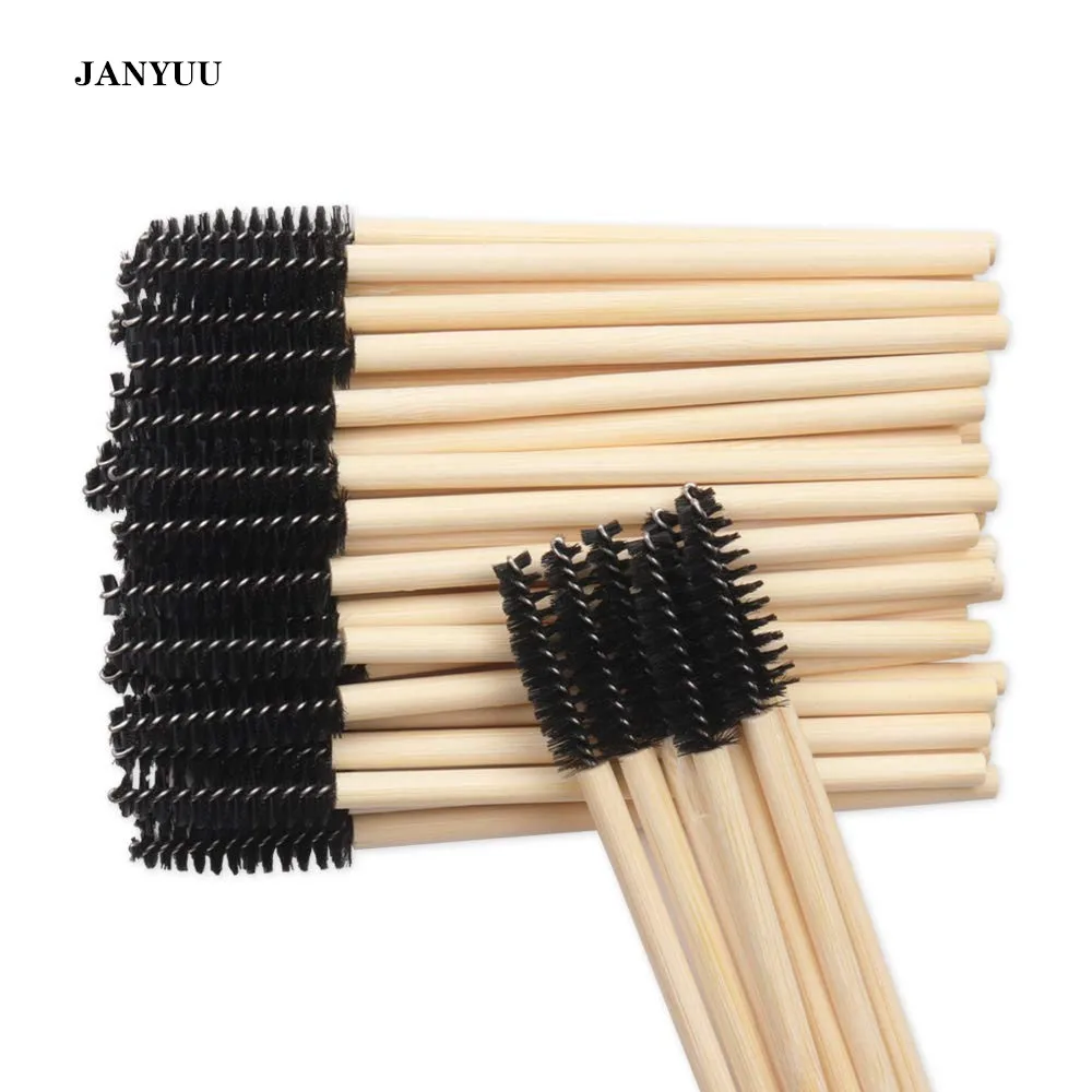 200 Pcs Eyelash Mascara Wands Disposable Eco-friendly Bamboo Handle Makeup Brushes Eye Lash Extension Tool Kit