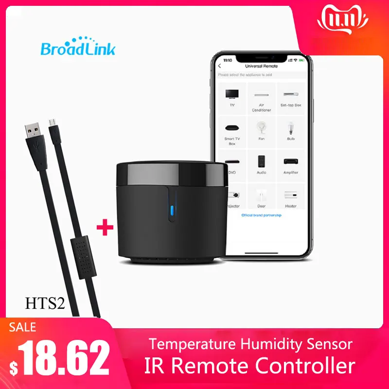 Пульт дистанционного управления Broadlink RM4mini датчик температуры и влажности HTS2 Wi Fi