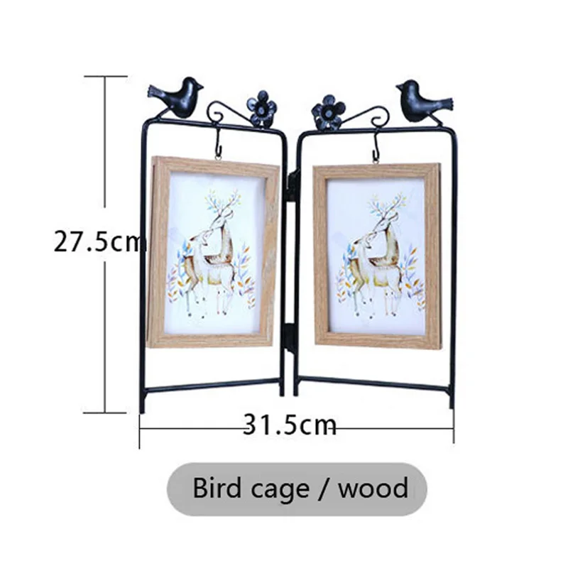 Bird cage wood 6-дюймовый висит двухсторонняя рамка для фотографии для дома кадры таблицы Nordic геометрический металлические шаблоны стеклянная для фотографии с деревянным каркасом и мы вышлем вам фото - Цвет: Bird cage wood