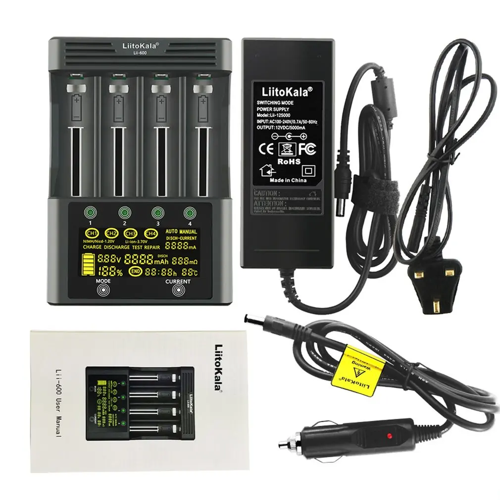

US/EU/UK Plug Lii-600/Lii-S8 Battery Charger For Li-ion 3.7V and NiMH 1.2V battery Suitable for 18650 26650 21700 26700 AA AAA