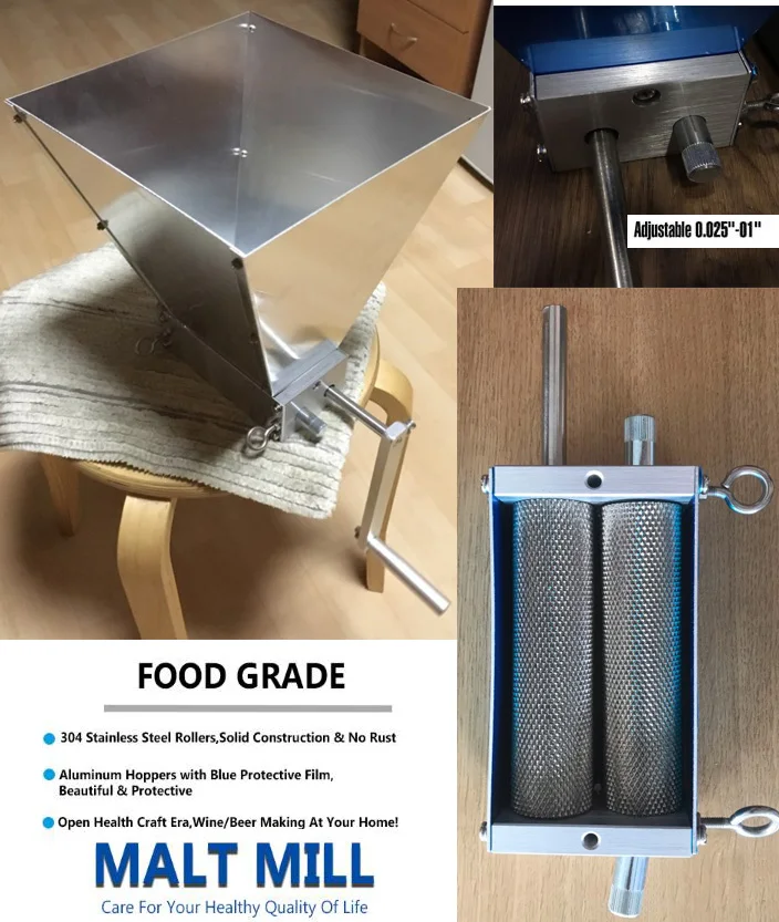 Новые нержавеющая 2-ролик ячменного солода эффект зернистости Точильщик Дробилки для домашнего пивоварения оптовой продажи и сервиса прямых поставок
