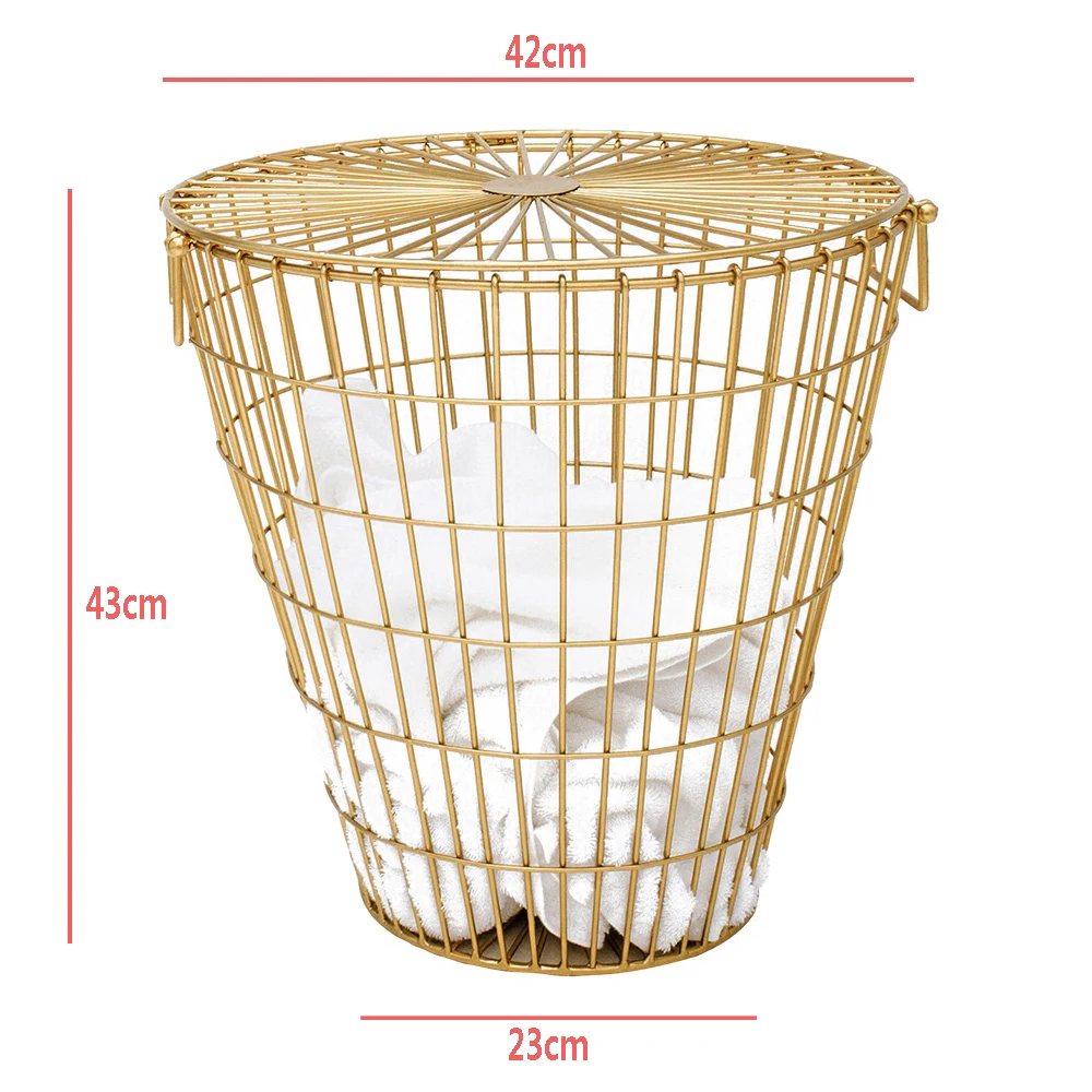 Высококачественная Золотая корзина для белья, металлическая ёмкость для хранения грязной одежды, корзина для дома, органайзер, корзина, креативная плетеная корзина для хранения