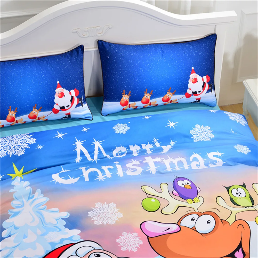 Домашний текстиль комплект постельного белья Merry Christmas Санта Клаус лося простыня пододеяльник одеяло Детский Комплект постельного белья s наволочка G