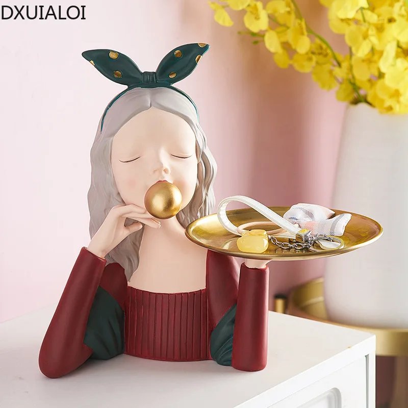 

DXUIALOI Modern Simple Bubble Girl Tray Decoration Housewarming Gift Wedding Gift Living Room Desktop Storage Home Decorations