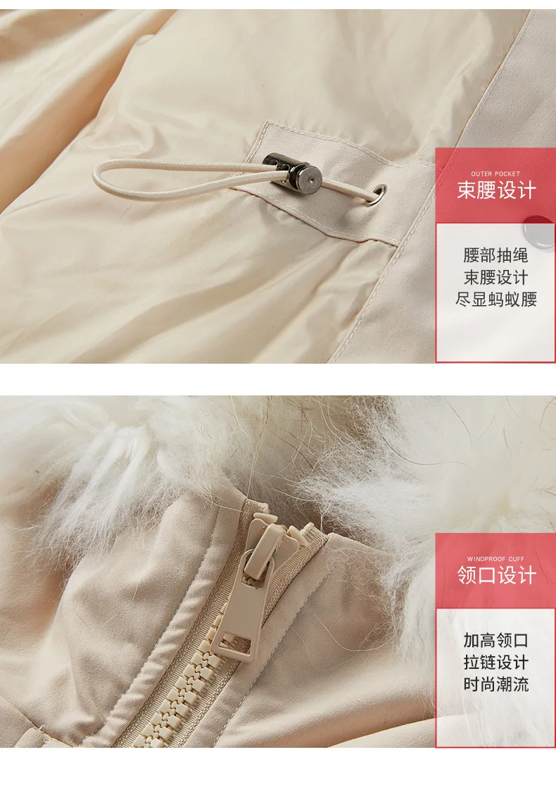 Yaloo/Yaloo down Jacket Women's Mid-length New Style Hot Selling Korean-style Duck down-Style Large Fur Collar Coat