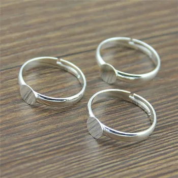 

20pcs Shiny Silver Color 6mm Flat Ring Settings Base Copper Material Simple Adjustable Ring Settings Base Findings