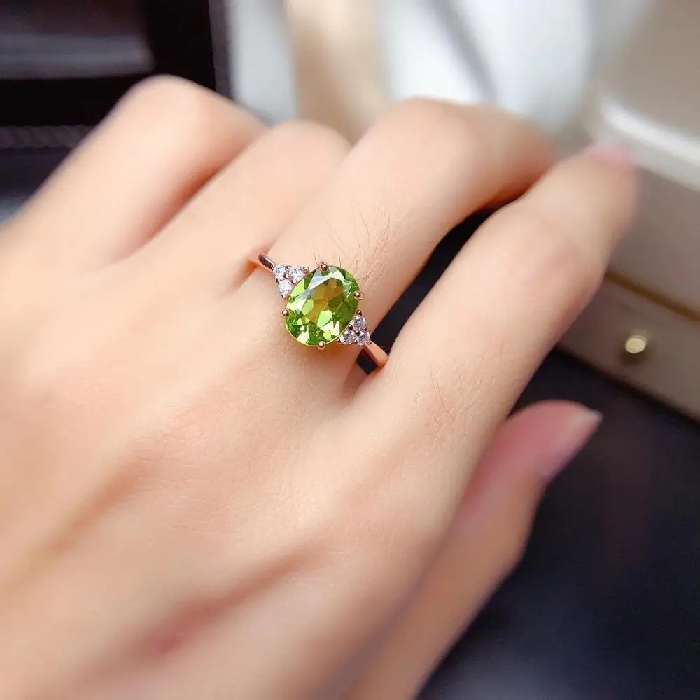 8.0mm Cushion-Cut Peridot and White Lab-Created Sapphire Three Stone Ring  in 10K White Gold | Peoples Jewellers