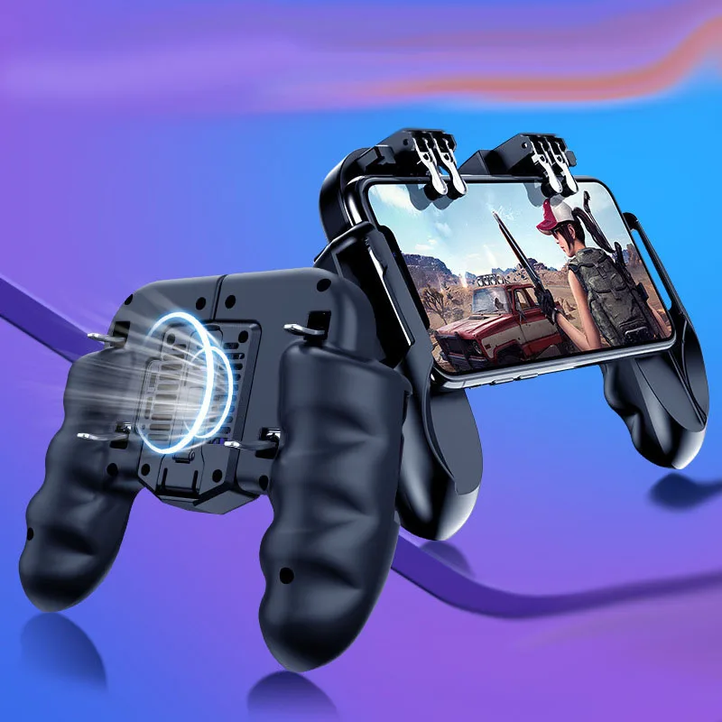  FULL-H9 Six Finger All-In-One Mobile Game Controller Fire Key Button for Pubg Mobile Game Eating Ch