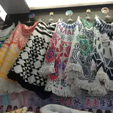 Экспортный круг кистями пляжное полотенце из сверхтонкого волокна с принтом банное полотенце шаль Европа и Америка Многофункциональный круглый коврик