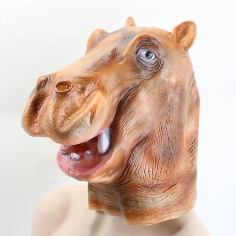 Hippo Head Latex Mask Full Face Adult Breathable Halloween Masquerade Fancy Dress Party Cosplay Costume Lovely Animal | Дом и сад