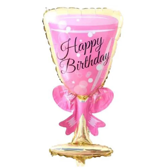 Champagne Bouteille Verre Feuille Ballons Joyeux Anniversaire Fete De Mariage Ballon Feuille Dessin Anime Ballons Decor Aliexpress