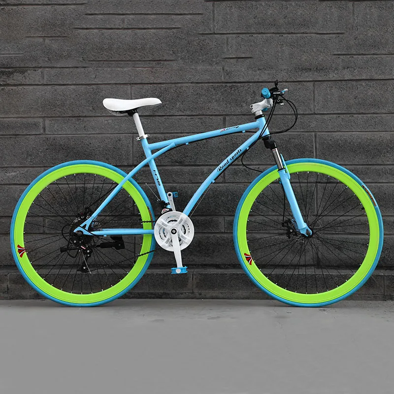 Cheap 24/26-Inch 21-Speed Road Bicycle 40-Blade Rim Double Disc Brake Solid Tire Shock Absorption Bike Adult Students 2