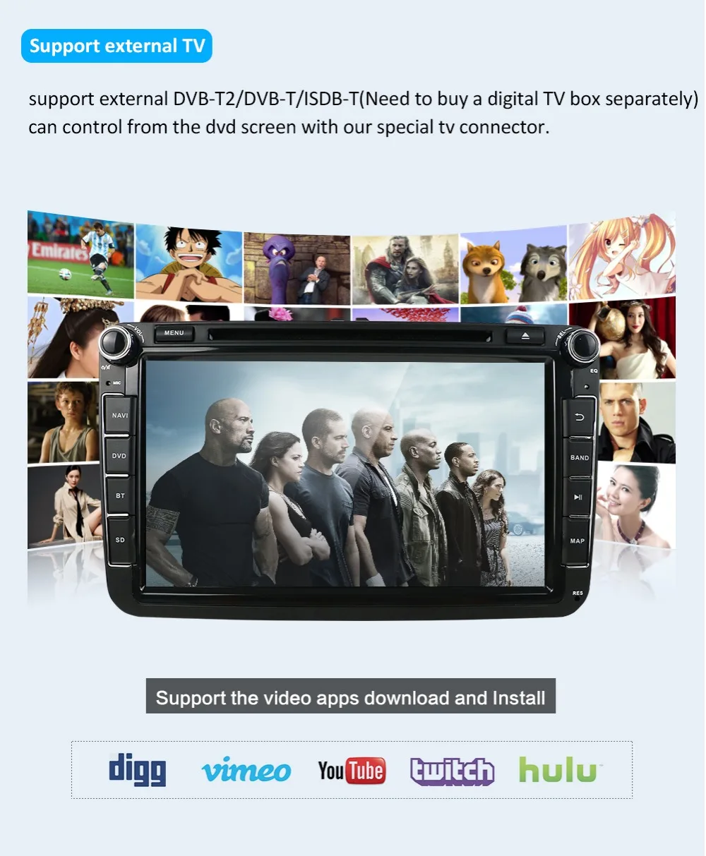 Top 2 DIN Octa Core Android 8.1 Car DVD GPS WIFI USB For Volkswagen GOLF 5 6 POLO TOURAN EOS PASSAT CC TIGUAN SHARAN SCIROCCO Caddy 18