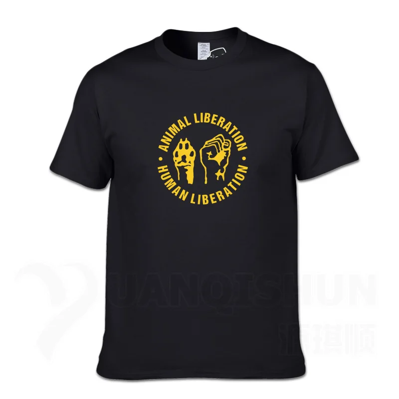 Black 2 Футболка с надписью «ANIMAL LIBERATION-HUMAN LIBERATION», индивидуальная футболка с жестом, бутик, 16 цветов, чистый хлопок, футболка унисекс - Цвет: Black 2