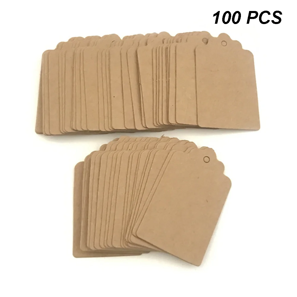 100Pcs Wedding Store Tag Gift Price Label Blank DIY Hang Kraft Paper