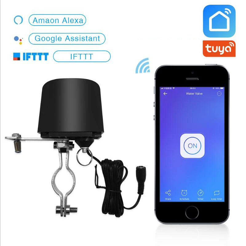 

Tuya Smart valve WiFi Gas leakage water leak control valve work with Alexa,Google Home,IFTTT home home automation system parts