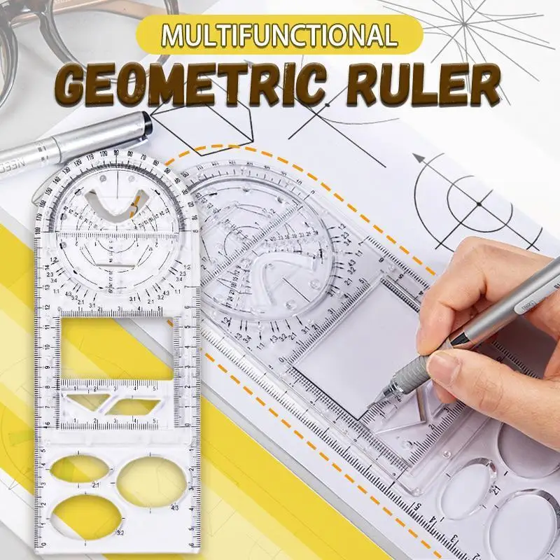 Regla geometría multifuncional para plantilla de dibujo geométrico herramienta de medición de actividad para estudiantes de oficina