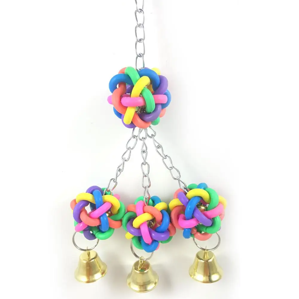 Picture style Parrot toy bird toy colorful plastic ball resistant bite toy birdcage accessory pet supplies bell string - Цвет: Picture style