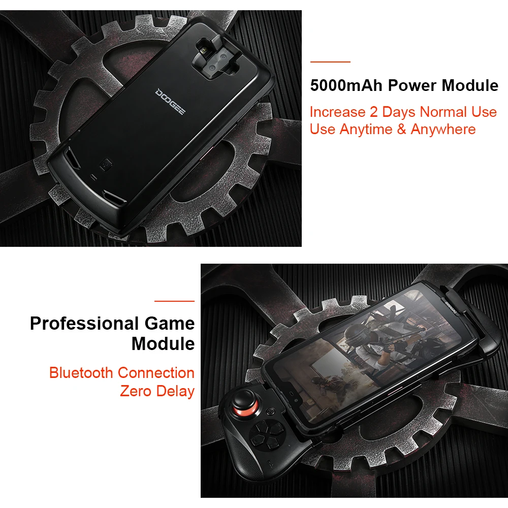 IP68 DOOGEE S90C Modular Rugged Mobile Phone 6.18inch Display 12V2A 5050mAh Helio P70 Octa Core 4GB 64GB 16MP+8MP Android 9.0