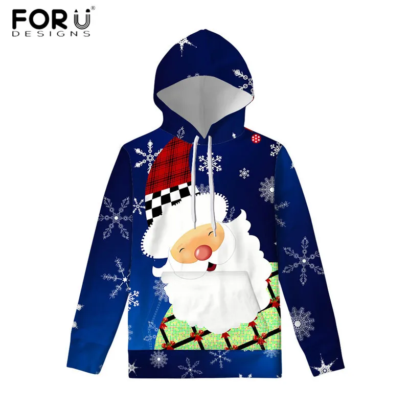 FORUDESIGNS/Новое поступление; толстовка с принтом Санта-Клауса и милым рисунком; женская Рождественская Толстовка больших размеров; женские пуловеры высокого качества - Цвет: CC5029Z72W
