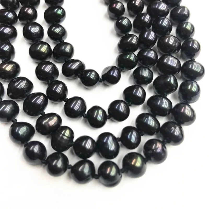 

Wholesale price 7-8mm natural black freshwater cultured pearl necklace fashion round beads jewelry party gifts 36inch YE2070