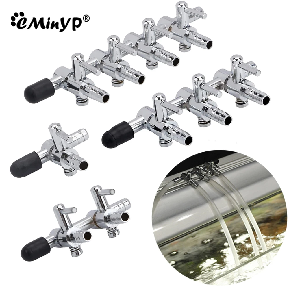 1~5 Way Aquarium Air Valve Stainless Steel Fish Tank Air Flow Control Lever Valve Distributor Splitter Oxygen Pump Accessories