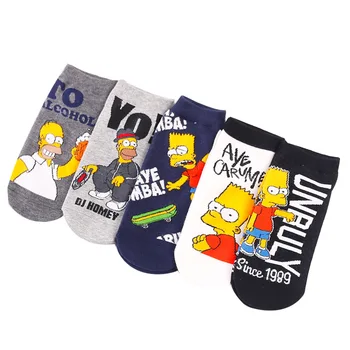 

New Cartoon Socks Women Simpsons Novelty Short Socks Breathable Invisible Happy Funny Lovely Ladies Cotton Ankle Socks For Girls