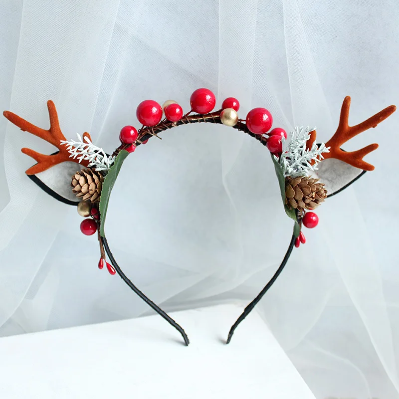 Levao, Рождественская повязка на голову с рогами, эльфы, аксессуары для волос, цветастая повязка на голову для девочек, ободок на голову, вечерние головные уборы, обруч на голову - Цвет: A