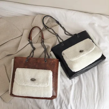 

bag for women Women Brand Originality Design Handbags Plush bag women large capacity shoulder Messenger bag chain tote bag