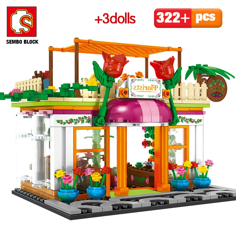 

SEMBO City Street View Building Blocks for Legoing Architecture House Food Shop Retail Store Cafe Restaurant KTV Bricks Kids Toy