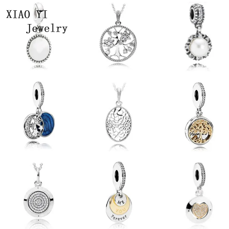 

XIAOYI 925100% pure silver tree of life pendant moon and star necklace charm beads exquisite design good quality