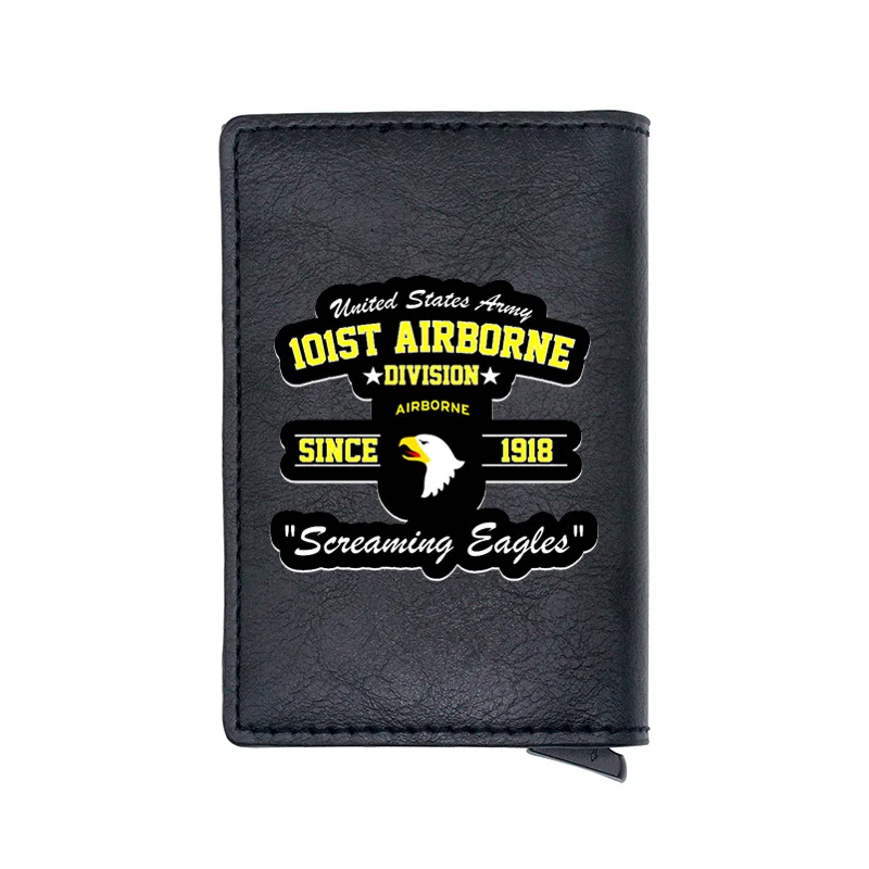 

Black Color 101st Airborne Eagle Digital Printing Leather Card Holder Wallet Men Women Slim Mini Small Purse