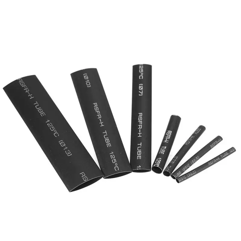 SHGO HOT-127Pcs черный водонепроницаемый термоусадочная трубка набор с коробкой, полиолефин галогенная термоусадочная трубка в 7 ассортименте, электр