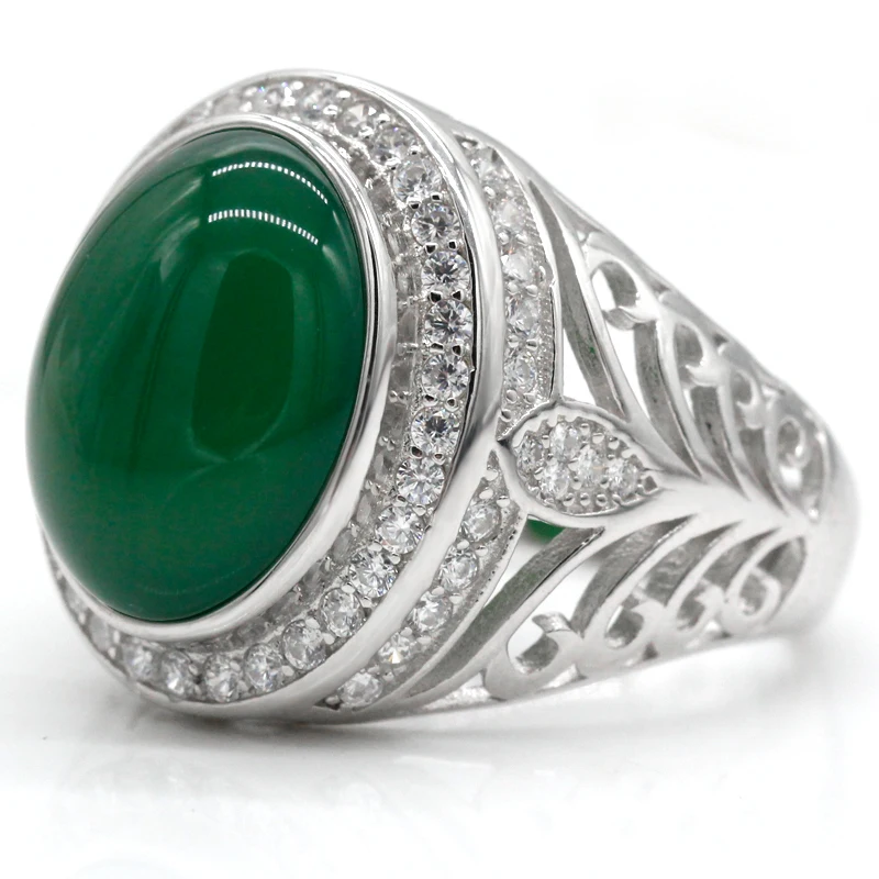 Details about    Turkish925 Sterling Silver Green Emerald stone Mens  Mans ring Select Size US 