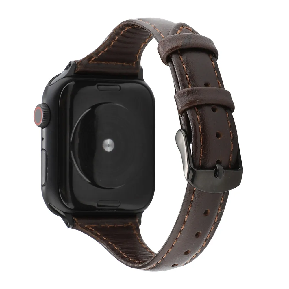 Масляный воск кожаный ремешок для часов тонкий ремешок для Apple Watch серии 5 4 3 2 1 наручный ремень для iWatch 40 мм 44 мм 38 мм 42 мм браслет