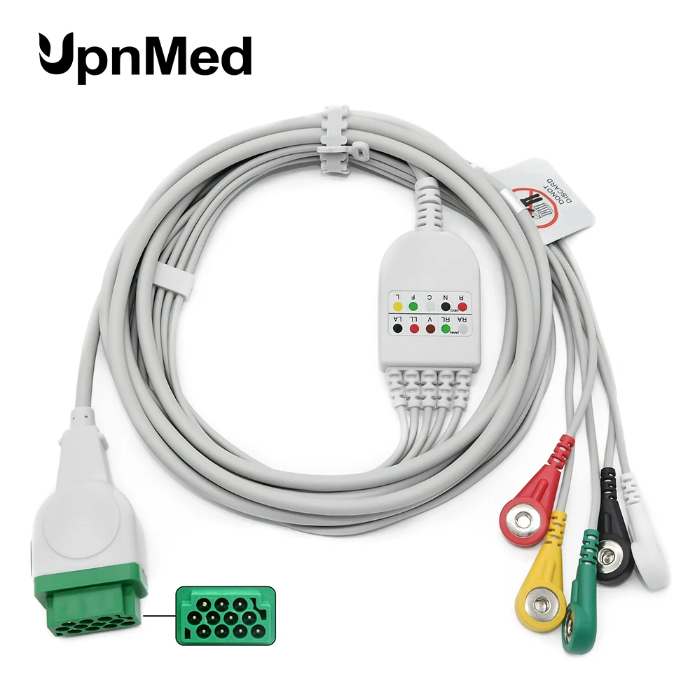GE 11 Pin 5 Lead One Piece ECG Cable Snap IEC | Красота и здоровье