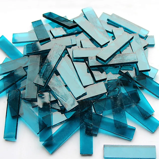 Mixed Color 1 X 4 Cm Square Stained Glass Strip Clear Glass Mosaic Pieces DIY Mosaic Tiles Hobbies Art Crafts Material 100g 15